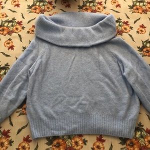 Light blue off the shoulder cozy sweater